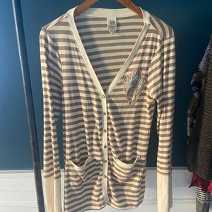 Anthropologie Tiny Art School Striped V-Neck Cardigan